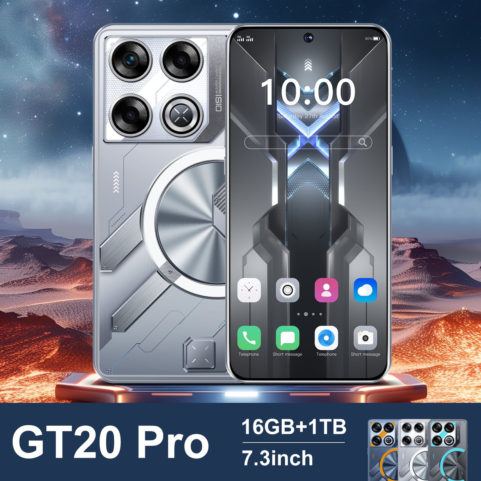 Hot sales in 2024 7.3-inch Gt20 pro smartphone 4g 5g smartphone 16GB +1 tb 72mp +108mp dual Sim dual standby smartphone